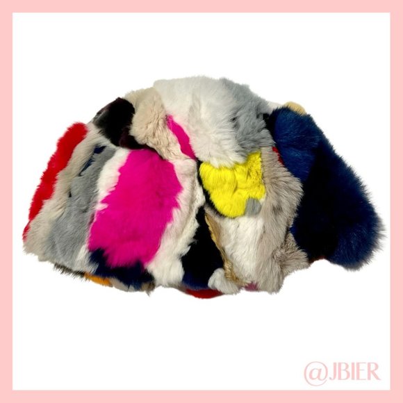 Adrienne Landau Rabbit Fur Hat in Multi-Color